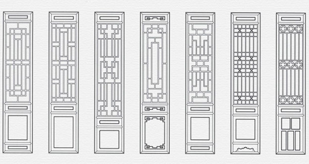 平坝常用中式仿古花窗图案隔断设计图